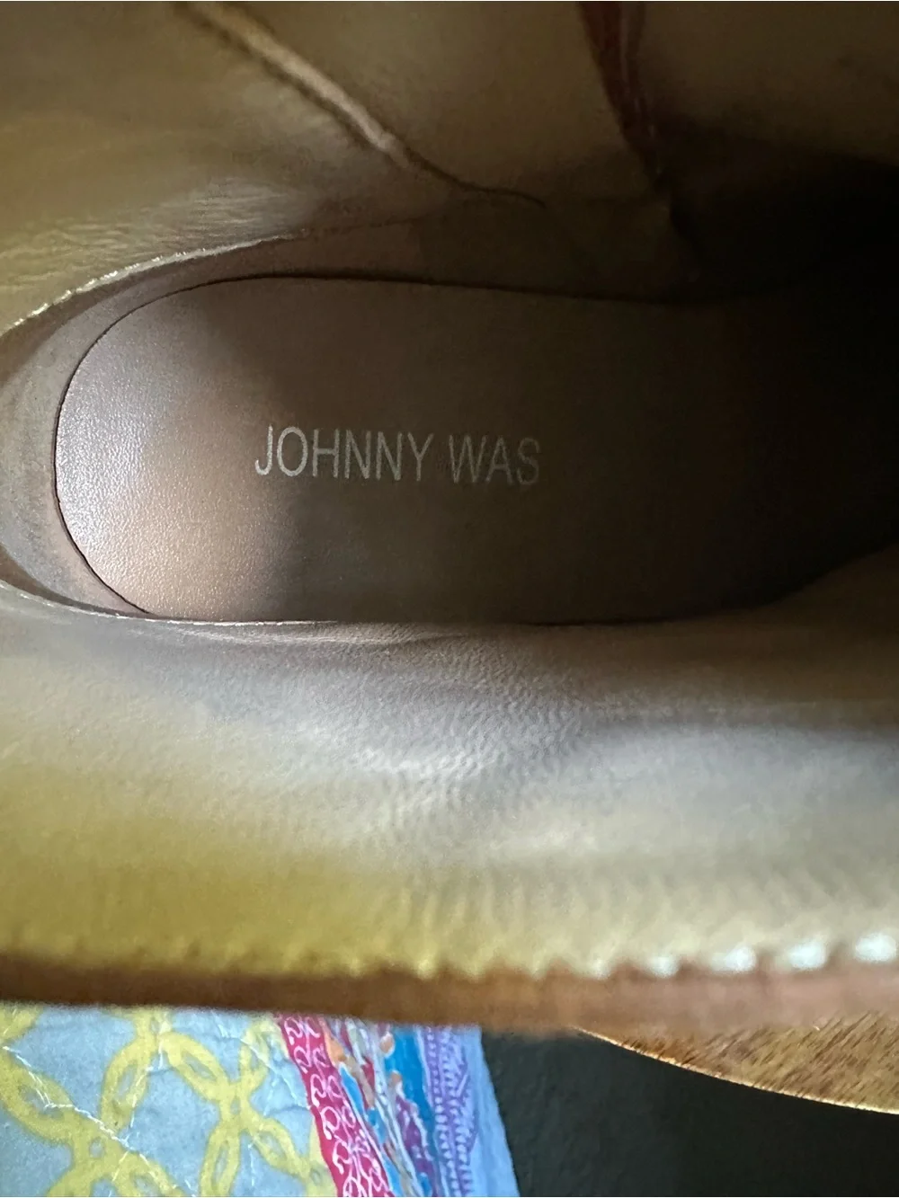 Johnny Was Taline Embroidered Suede Heeled Booties Tan Brown Size 7 Boho
